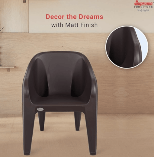 Supreme Futura Plastic Chairs for Home and Office (Set of 6, Wenge) - Image 4